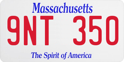 MA license plate 9NT350