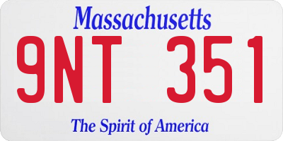 MA license plate 9NT351