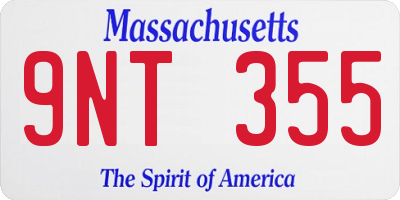 MA license plate 9NT355