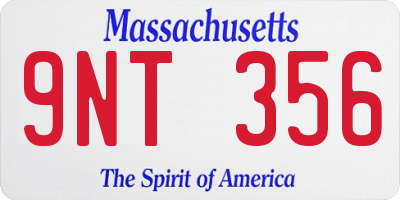 MA license plate 9NT356