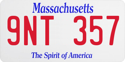 MA license plate 9NT357