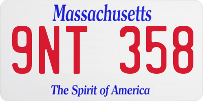 MA license plate 9NT358