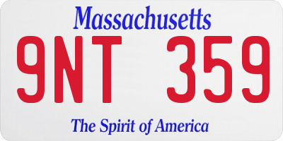 MA license plate 9NT359