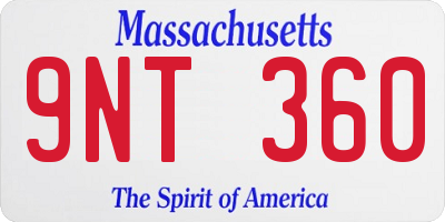 MA license plate 9NT360