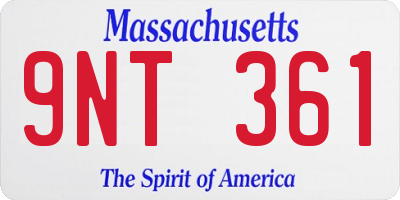 MA license plate 9NT361