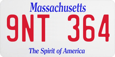 MA license plate 9NT364