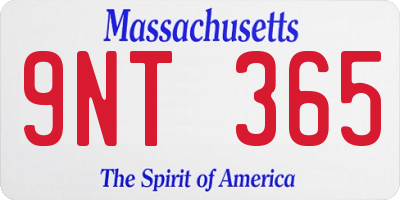MA license plate 9NT365