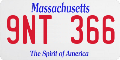 MA license plate 9NT366