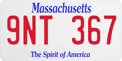 MA license plate 9NT367