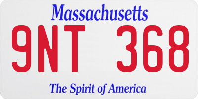 MA license plate 9NT368