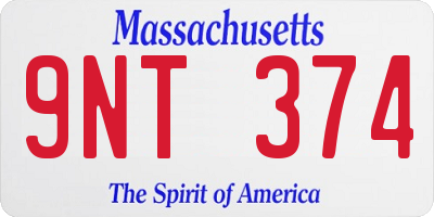 MA license plate 9NT374