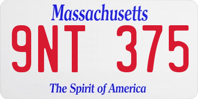 MA license plate 9NT375