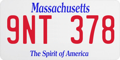 MA license plate 9NT378
