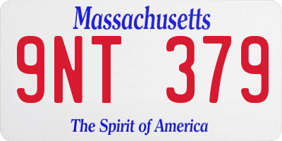 MA license plate 9NT379
