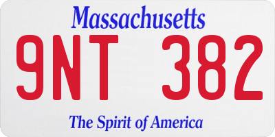 MA license plate 9NT382