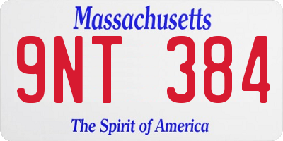 MA license plate 9NT384