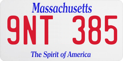 MA license plate 9NT385