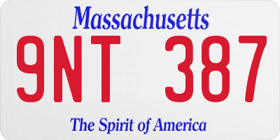 MA license plate 9NT387