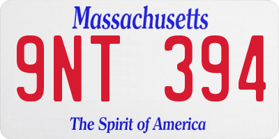 MA license plate 9NT394