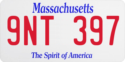 MA license plate 9NT397