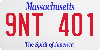 MA license plate 9NT401