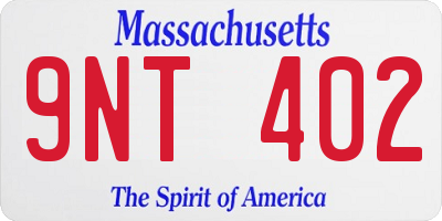 MA license plate 9NT402