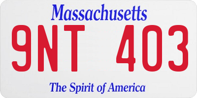 MA license plate 9NT403