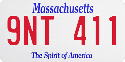 MA license plate 9NT411