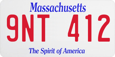 MA license plate 9NT412