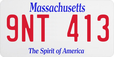 MA license plate 9NT413