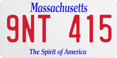 MA license plate 9NT415
