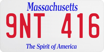 MA license plate 9NT416