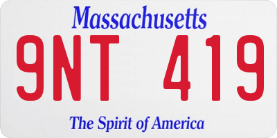 MA license plate 9NT419