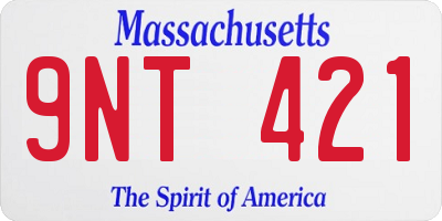 MA license plate 9NT421