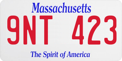 MA license plate 9NT423