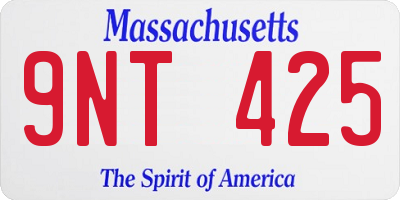 MA license plate 9NT425