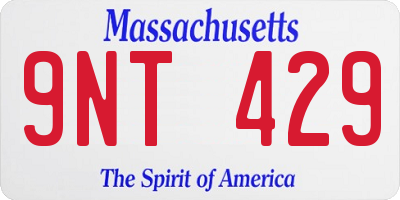 MA license plate 9NT429