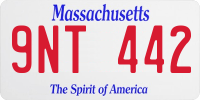 MA license plate 9NT442