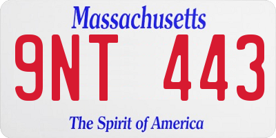 MA license plate 9NT443