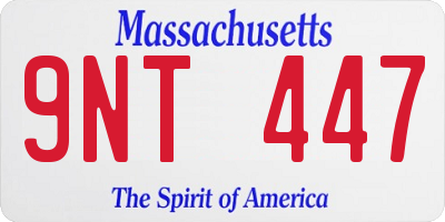 MA license plate 9NT447