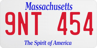 MA license plate 9NT454