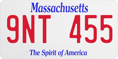 MA license plate 9NT455
