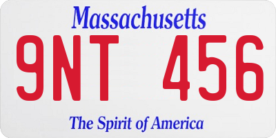 MA license plate 9NT456