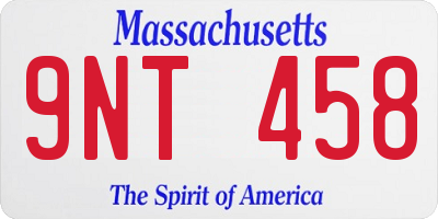 MA license plate 9NT458