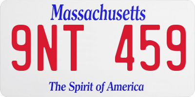 MA license plate 9NT459