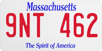 MA license plate 9NT462