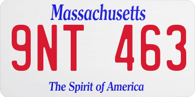 MA license plate 9NT463