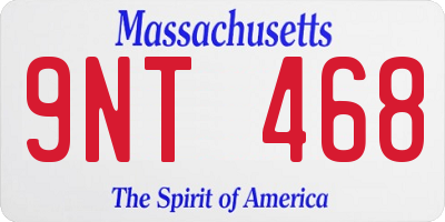 MA license plate 9NT468