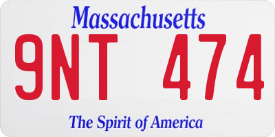MA license plate 9NT474