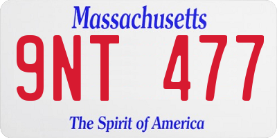 MA license plate 9NT477
